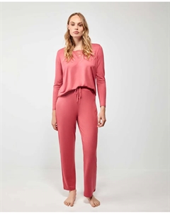Длинная женская пижама из вискозного трикотажа, коралловый Gisela