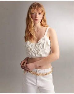 Топ с оборками на бретелях, белый Сфера