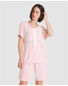 Пижама женская с коротким рукавом, розовый Lohe