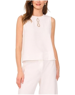 Блуза Sleeveless Crew Neck Blouse with Center Embroidery, цвет Ultra White Vince camuto