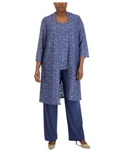 3 шт. Кружевной брючный костюм и панцирь больших размеров с пайетками R&m richards