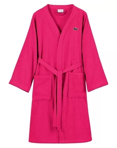 Банный халат из пике из 100% хлопка с нашивкой-логотипом, коричневый Lacoste home