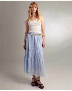 Юбка с вышивкой Schiffli, светло-голубой Сфера