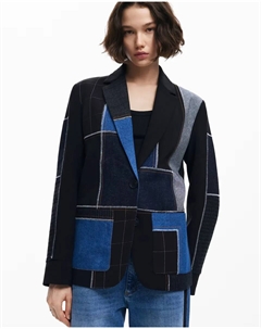 Комбинированный женский блейзер в стиле пэчворк, черный Desigual