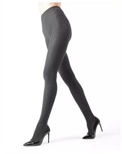 Женские колготки-свитеры портлендской вязки косой вязки по бокам, серый Memoi