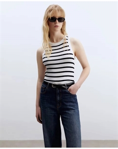 Топ в рубчик и полоску, белый Сфера