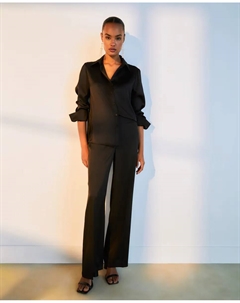 Женские широкие атласные брюки, черный Woman el corte inglés