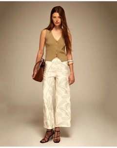 Брюки с цветочной вышивкой, бежевый Сфера