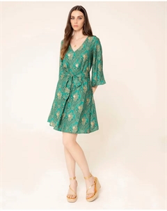 Длинное платье с V-образным вырезом и вышивкой бисером, зеленый Niza