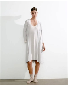 Халат с поясом и кружевными деталями, светло-серый Enfasis