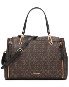 Сумка-портфель Garnet Signature с тройным отделением и застежкой-молнией сверху Calvin Klein, коричневый Calvin klein