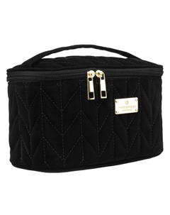 Женская косметичка с узором «ёлочка» на молнии, вместительный футляр для косметики, чёрная Peterson