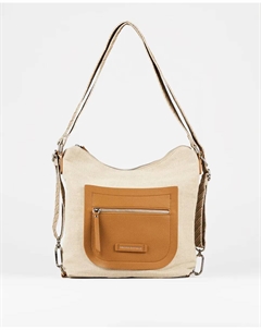 Сумка-трансформер в рюкзак из коричневой парусиновой ткани, коричневый Pacomartinez