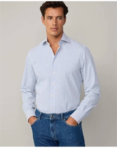 Мужская классическая рубашка в тонкую полоску, синий Hackett