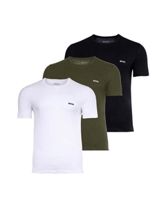 Футболка в упаковке 3 шт. - классическая круглая горловина с коротким рукавом хлопок, мультиколор Boss