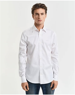 Мужская атласная рубашка с вышитым логотипом, белый Gant