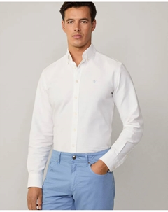 Мужская однотонная рубашка Oxford узкого кроя, белый Hackett