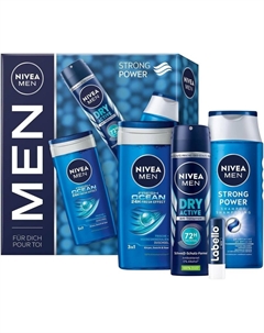 Men, Strong Power, подарочный набор гель+дезодорант+шампунь+помада Nivea