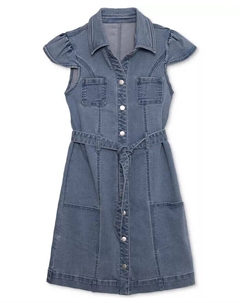 Джинсовое платье с воротником и поясом для больших девочек, синий Speechless