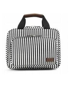 Косметичка складная с большой подвесной ручкой, черная, белая, в полоску Inna marka