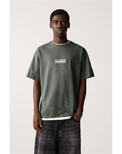 Футболка с короткими рукавами и логотипом, зеленый Pull & bear