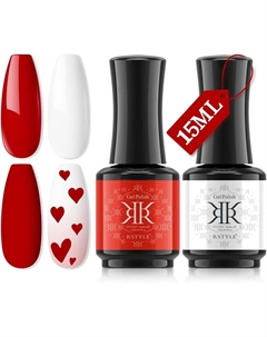Гель-лак для ногтей двух цветов, красный и белый, большой набор 2x15 мл Inna marka
