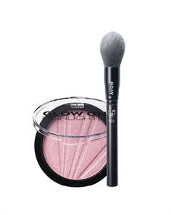 Набор True: пудра-хайлайтер Pink Glow + кисть № 103 Avon