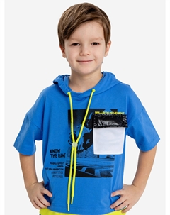 Футболка с капюшоном с принтом синяя для мальчика, Синий Button blue