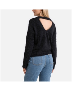 Пуловер из трикотажа с начесом круглый вырез черный Laredoute