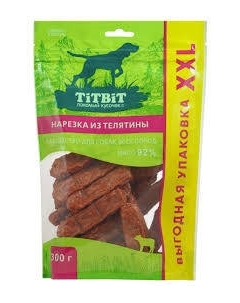 Лакомство для собак Нарезка из телятины - XXL 0,3 кг Titbit