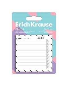 Блок самоклеящийся пластиковый Pastel "To do list", 73X73 мм, 20 листов, белый Erich krause