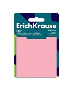 Блок статический (магнитный) REEF, 75х75 мм, 50 листов, розовый Erich krause