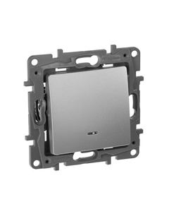 Переключатель 1-клавишный Etika с подсветкой IP20 алюминий Legrand