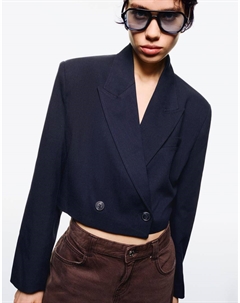 Двубортный пиджак свободного кроя., синий Bershka