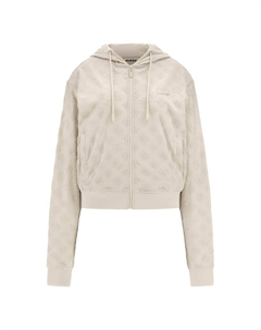 Толстовка с капюшоном на молнии, кремовый Guess