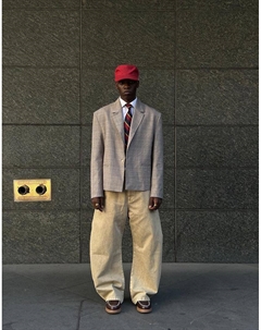 Клетчатый блейзер, желтый Bershka