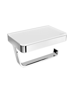 Бумагодержатель Glass Line 9721028 с полкой, хром, белое стекло Lemark