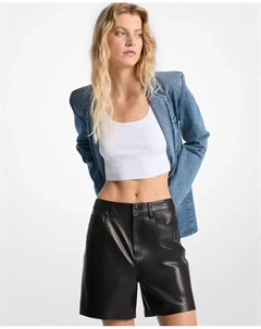 Женские кожаные шорты-бермуды с низкой посадкой, черный Michael michael kors