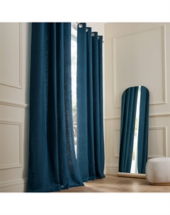 Штора из стираного льна на подкладке с люверсами Private синий Am.pm.