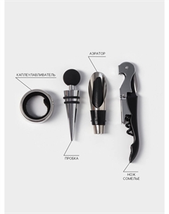 Набор для вина magisto cork, 4 предмета: штопор, пробка, аэратор, каплеулавливатель, с держателем для бутылки Magistro