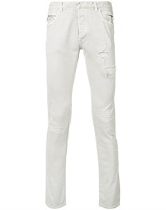 Balmain узкие джинсы с протертыми деталями 37 серый Balmain