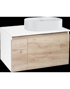 Тумба с раковиной Бари 80 крафтовый дуб, раковина Nuovo 50 Runo