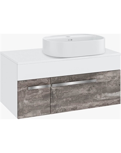 Тумба с раковиной Вудлайн 85 подвесная, железный камень, раковина Nuovo 50 Runo