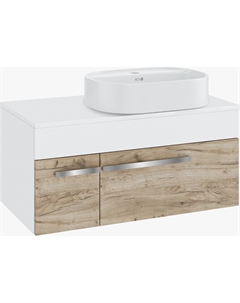 Тумба с раковиной Вудлайн 85 подвесная, крафтовый дуб, раковина Nuovo 50 Runo