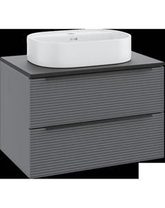 Тумба с раковиной Орлеан 70 серая, черная, раковина Nuovo 50 Runo