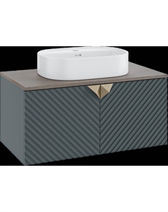 Тумба с раковиной Андорра 85 графит, дуб коньячный, раковина Nuovo 50 Runo