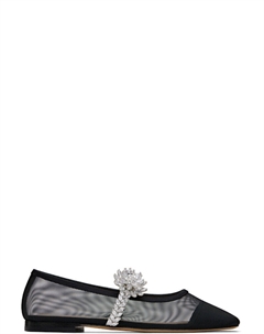 Черные балетки с цветком лотоса и сеткой Mach & mach