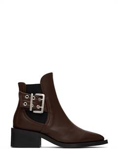 Коричневые женские ботинки челси с пряжкой Ganni