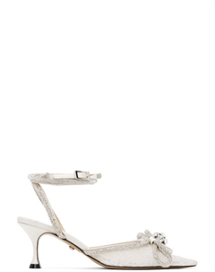 Туфли на каблуке-рюмочке с белым кружевом и двойным бантом Mach & mach