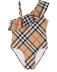 Детский бежевый купальник в клетку Burberry